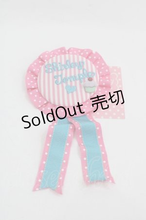 画像: Shirley Temple / ストライプロゴ刺繍ロゼッタ  ピンクＸ青 I-25-03-21-066-ET-ZA-HD-ZT0330K