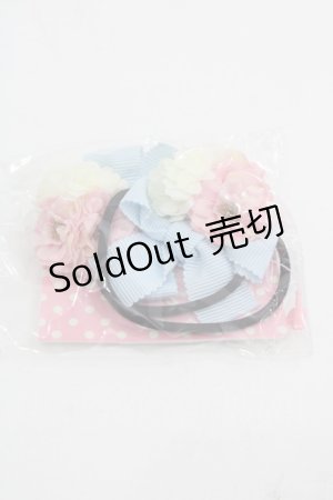 画像: Shirley Temple / フラワーリボンヘアゴム  サックスＸピンクＸ白 I-25-03-21-079-ET-AC-HD-ZT437-F002