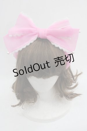 画像: Angelic Pretty / Heartワッペンオーガンジーリボンカチューシャ  ピンク I-25-03-21-112-AP-AC-HD-ZI