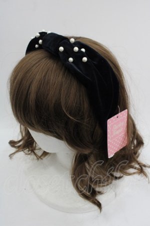 画像: Shirley Temple / パールベロアリボンカチューシャ  黒Ｘ白 I-25-03-21-114-ET-AC-HD-ZT437