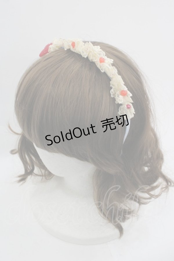 画像1: Shirley Temple / ストロベリーレースカチューシャ  サックスＸアイボリーＸ赤 I-25-03-21-120-ET-AC-HD-ZT437 (1)