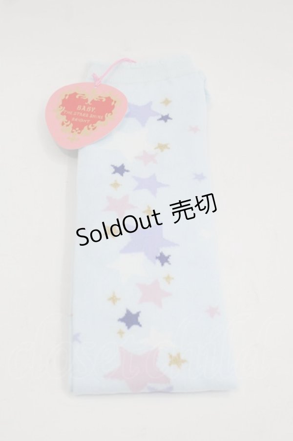画像1: BABY,THE STARS SHINE BRIGHT / 星屑Fantasia 双子の星ネコちゃんのホロスコープ 柄オーバーニーソックス  サックス I-25-03-21-014-BA-ZA-HD-ZI (1)