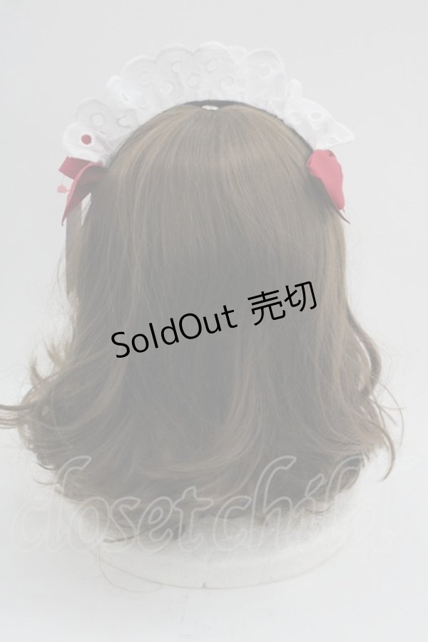 画像2: 【SALE】Shirley Temple / メイドレースリボンカチューシャ  白Ｘ赤Ｘ黒 I-25-03-21-123-ET-AC-HD-ZT437-F003 (2)