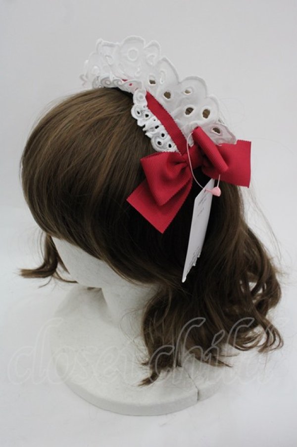 画像3: Shirley Temple / メイドレースリボンカチューシャ  白Ｘ赤Ｘ黒 I-25-03-21-123-ET-AC-HD-ZT437 (3)