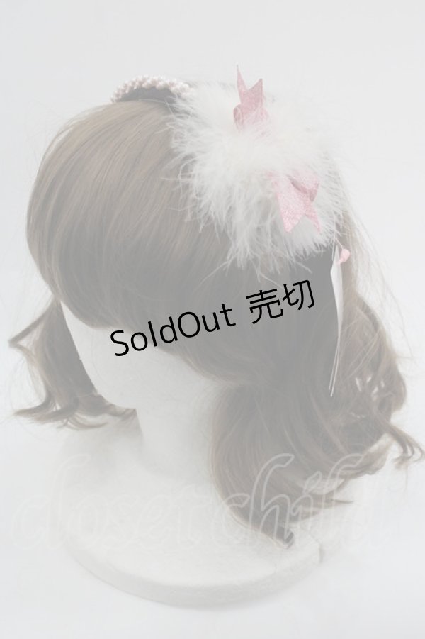画像1: Shirley Temple / リボンファーパールカチューシャ  ピンクＸピンクＸ黒 I-25-03-21-124-ET-AC-HD-ZI (1)