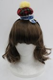 画像1: Shirley Temple / チェックリボンミニハットカチューシャ  赤チェックＸサックスＸ白 I-25-03-21-125-ET-AC-HD-ZI (1)