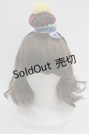 画像: Shirley Temple / チェックリボンミニハットカチューシャ  赤チェックＸサックスＸ白 I-25-03-21-125-ET-AC-HD-ZI