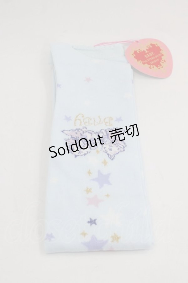 画像2: BABY,THE STARS SHINE BRIGHT / 星屑Fantasia 双子の星ネコちゃんのホロスコープ 柄オーバーニーソックス  サックス I-25-03-21-014-BA-ZA-HD-ZI (2)