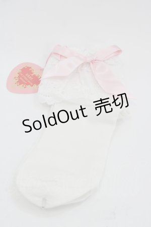 画像: BABY,THE STARS SHINE BRIGHT / Creamy Berry クルー丈ソックス  白Ｘピンク I-25-03-21-046-BA-ZA-HD-OS