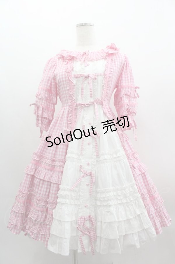 画像1: Angelic Pretty / Little Houseワンピース  ピンクＸ白 I-25-03-23-053-AP-OP-HD-OS (1)