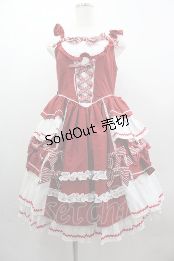 画像1: BABY,THE STARS SHINE BRIGHT / Little Girlish Sweet Ribbonジャンパースカート  エンジ I-25-03-23-057-BA-OP-HD-OS (1)