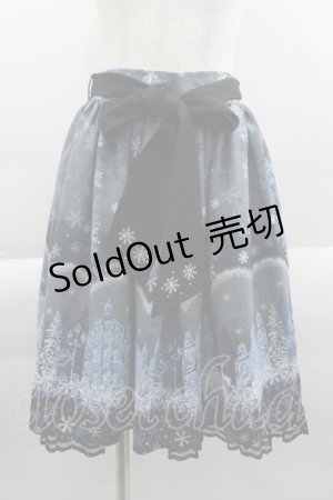 画像: axes femme POETIQUE / 刺繍入り雪柄ミドルスカート  ネイビー I-25-03-23-086-AX-SK-HD-ZI