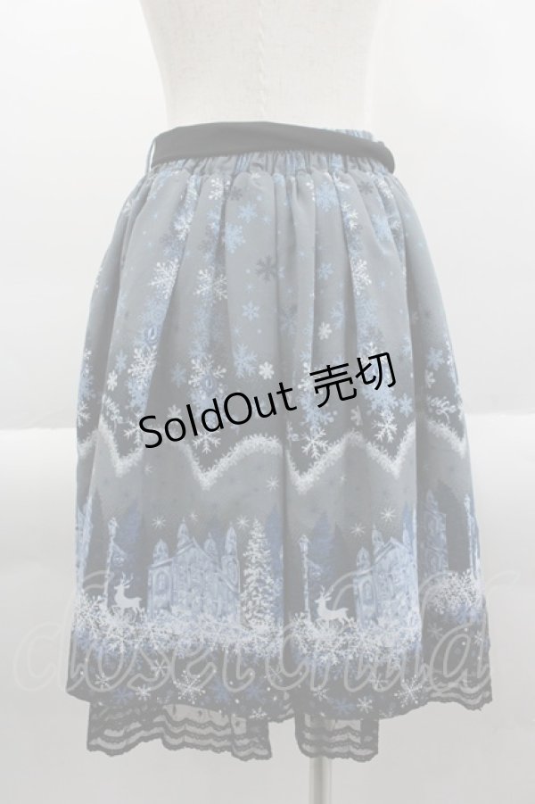 画像2: axes femme POETIQUE / 刺繍入り雪柄ミドルスカート  ネイビー I-25-03-23-086-AX-SK-HD-ZI (2)