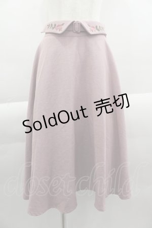 画像: Fi.n.t / ウエストフラワー刺繍フレアースカート  ピンク I-25-03-23-092-CA-SK-HD-ZI