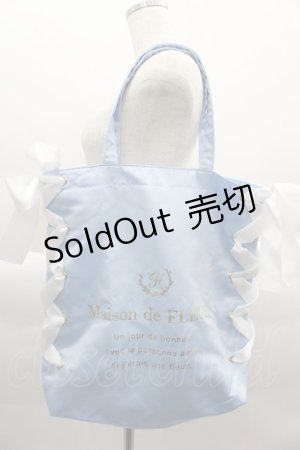 画像: Maison de FLEUR / レースアップリボントートバッグ  サックスＸ白 I-25-03-23-112-LO-BG-HD-ZI