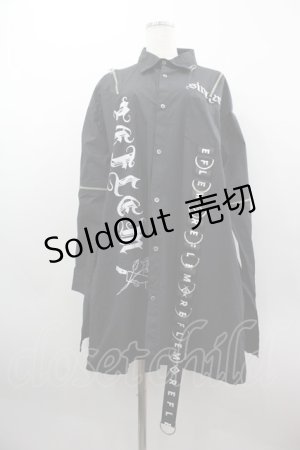 画像: REFLEM / Dカンプリントロングシャツ  黒Ｘ白 I-25-03-23-013-PU-BL-HD-ZI