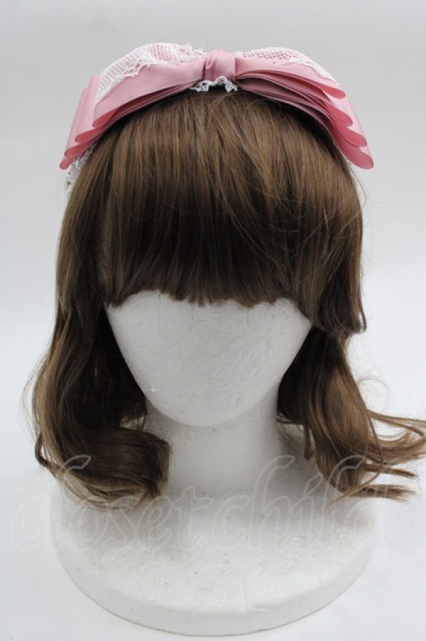 画像1: Shirley Temple / レースリボンヘアバンド 52-56CM ピンクＸ白 I-25-03-23-120-ET-AC-HD-ZT437 (1)