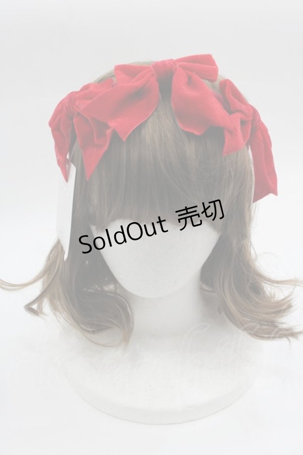 画像1: Shirley Temple / ベロアリボンヘアバンド 52-56CM 赤 I-25-03-23-122-ET-AC-HD-ZI (1)
