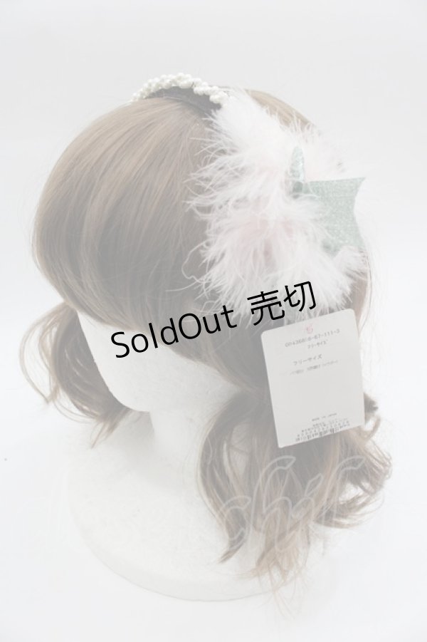 画像1: Shirley Temple / リボンファーパールカチューシャ  ピンクＸ白Ｘ黒 I-25-03-23-124-ET-AC-HD-ZT437-F003 (1)