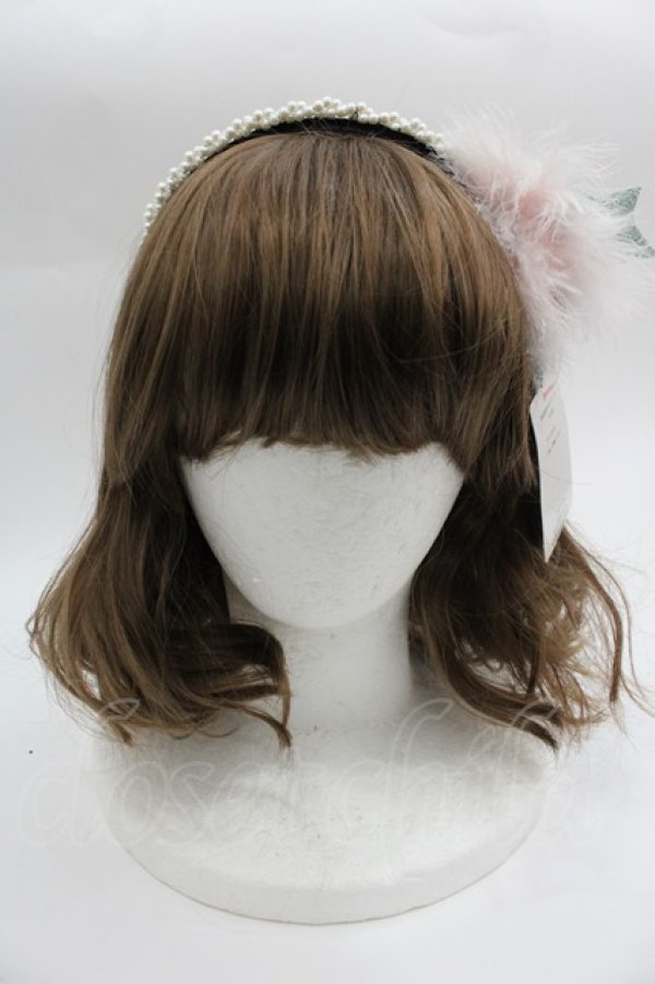 画像2: Shirley Temple / リボンファーパールカチューシャ  ピンクＸ白Ｘ黒 I-25-03-23-124-ET-AC-HD-ZT437 (2)