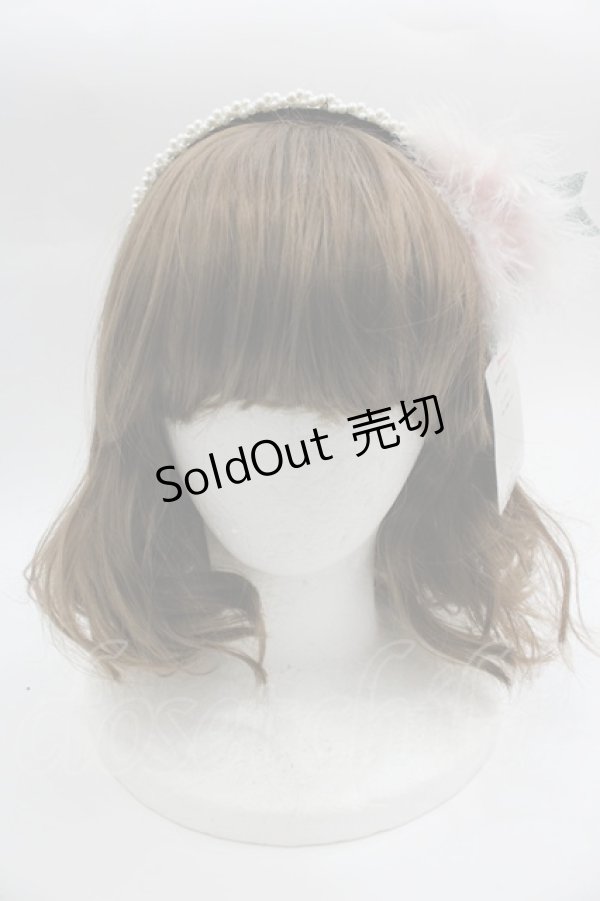 画像2: Shirley Temple / リボンファーパールカチューシャ  ピンクＸ白Ｘ黒 I-25-03-23-124-ET-AC-HD-ZT437-F003 (2)