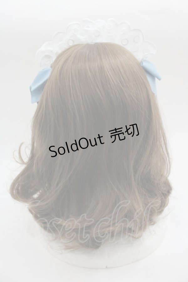 画像2: Shirley Temple / メイドレースリボンカチューシャ  白ＸサックスＸ黒 I-25-03-23-125-ET-AC-HD-ZI (2)