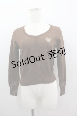 画像: Emily Temple cute / ハートロゴ刺繍ラメニットカーディガン M ブラウン I-25-03-23-023-ET-TO-HD-ZI