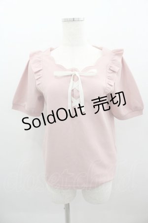 画像: LOLITAその他(お買取対象外) / 襟ぐりスカラップ半袖トップス  ピンク I-25-03-23-029-LO-TO-HD-ZI