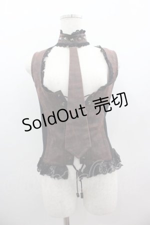 画像: Qutie Frash / ネクタイ付きビスチェ  ブラウンＸ黒 I-25-03-23-043-QU-JA-HD-ZI