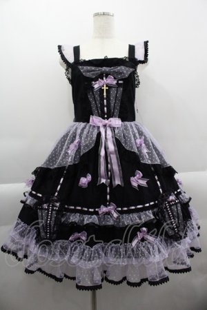 画像: BABY,THE STARS SHINE BRIGHT / Gothic Noir Princessジャンパースカート  黒×ラベンダー I-25-03-29-049-BA-OP-HD-OS