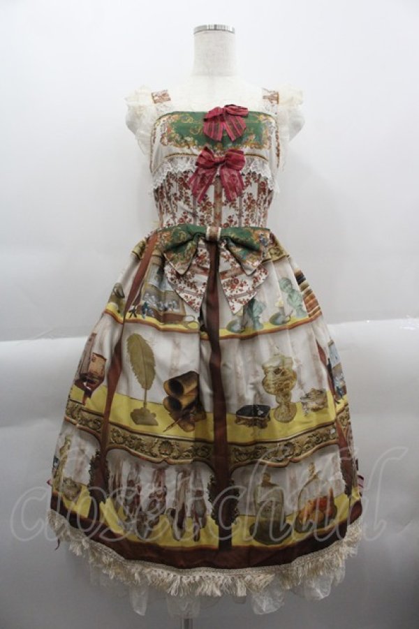 画像1: BABY,THE STARS SHINE BRIGHT / Labyrinth Collection Room 古城に眠る秘密の部屋 柄 Mireilleジャンパースカート  生成 I-25-03-29-050-BA-OP-HD-OS (1)