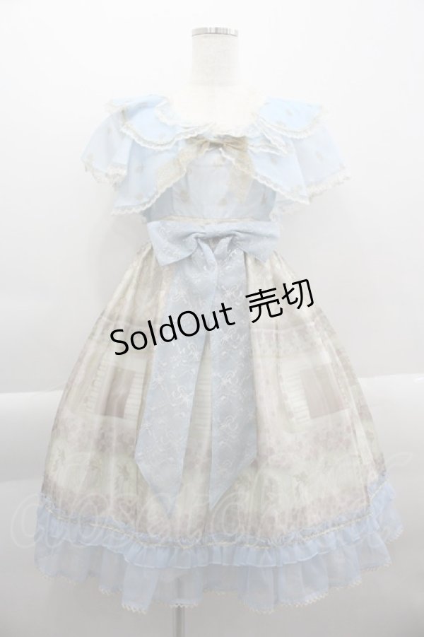 画像1: BABY,THE STARS SHINE BRIGHT / バラ雫空のMuse柄ワンピース  サックスＸゴールド I-25-03-29-056-BA-BL-HD-ZI (1)