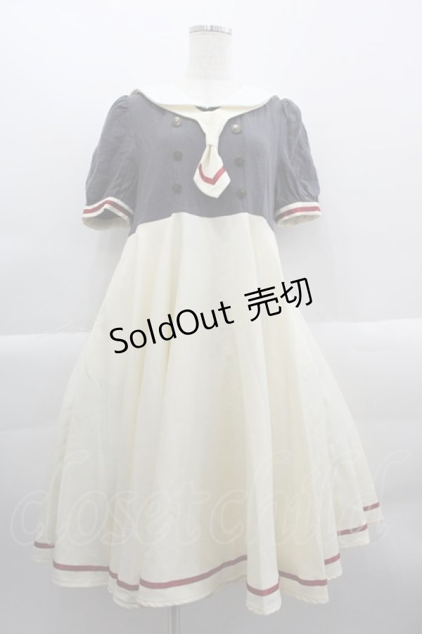 画像1: Favorite / クリアカード編 友枝中学校の長袖セーラーワンピース M アイボリーＸグレー I-25-03-29-076-LO-OP-HD-ZI (1)