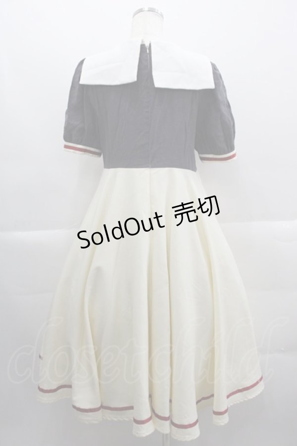 画像2: Favorite / クリアカード編 友枝中学校の長袖セーラーワンピース M アイボリーＸグレー I-25-03-29-076-LO-OP-HD-ZI (2)