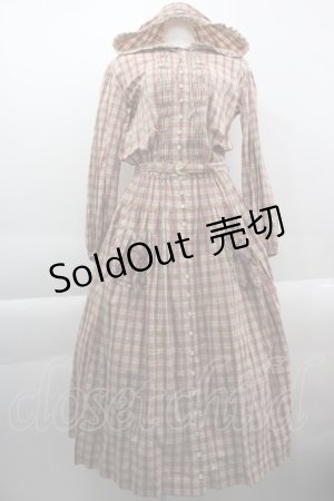 画像: PINK HOUSE / チェックフート付き長袖ワンピース  ベージュ I-25-03-29-087-LO-OP-HD-ZI