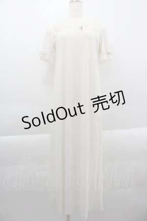 画像: 【SALE】KANEKO ISAO / 襟袖チュールレース半袖ワンピース  アイボリー I-25-03-29-088-EL-OP-HD-ZT482