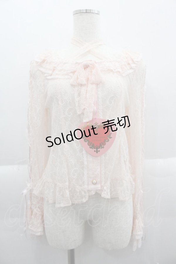 画像1: BABY,THE STARS SHINE BRIGHT / Be My Valentine お花レースアップブラウス  ピンク I-25-03-29-018-BA-BL-HD-ZI (1)