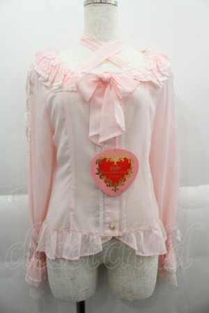 画像: BABY,THE STARS SHINE BRIGHT / Be My Valentineシフォンレースアップブラウス  ピンク I-25-03-29-021-BA-BL-HD-OS