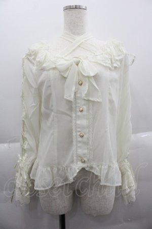 画像: BABY,THE STARS SHINE BRIGHT / Be My Valentineシフォンレースアップブラウス  生成り I-25-03-29-003-BA-BL-HD-OS
