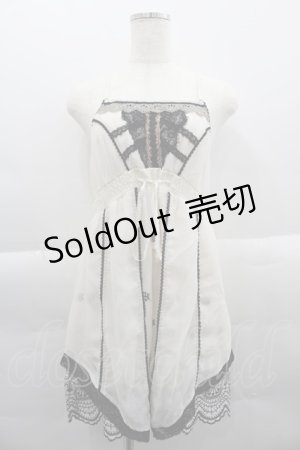 画像: OZZ ANGELO / 刺繍シースルーキャミトップス  アイボリーＸ黒 I-25-03-29-028-OO-TO-HD-ZI