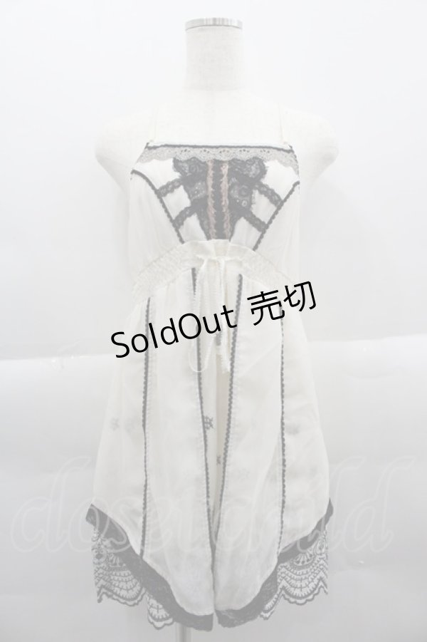 画像1: OZZ ANGELO / 刺繍シースルーキャミトップス  アイボリーＸ黒 I-25-03-29-028-OO-TO-HD-ZI (1)