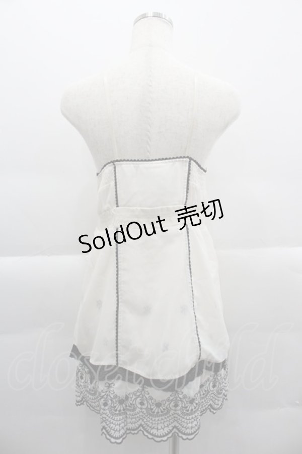 画像2: OZZ ANGELO / 刺繍シースルーキャミトップス  アイボリーＸ黒 I-25-03-29-028-OO-TO-HD-ZI (2)