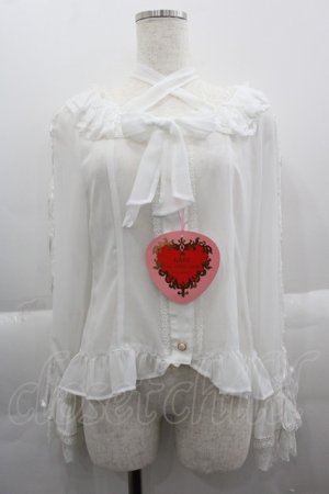 画像: BABY,THE STARS SHINE BRIGHT / Be My Valentineシフォンレースアップブラウス  白 I-25-03-29-004-BA-BL-HD-OS