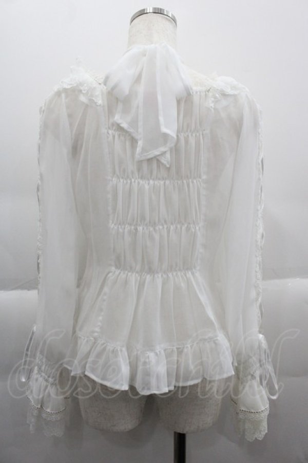 画像2: BABY,THE STARS SHINE BRIGHT / Be My Valentineシフォンレースアップブラウス  白 I-25-03-29-004-BA-BL-HD-OS (2)