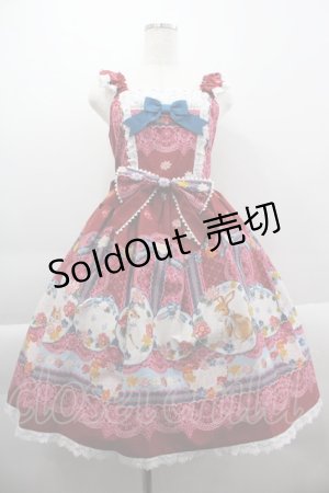 画像: BABY,THE STARS SHINE BRIGHT / Pastoral Decoration Palette柄ヨークレースジャンパースカート  エンジ I-25-03-29-046-BA-OP-HD-OS