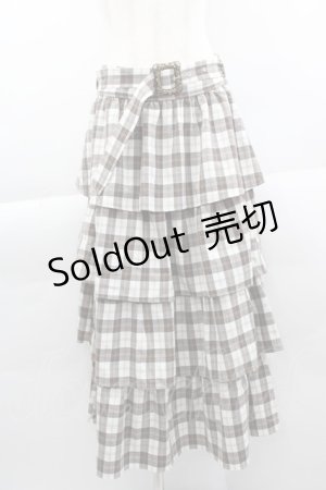 画像: axes femme / ボリュームティアードスカート  ブラウンチェック I-25-04-04-087-AX-SK-HD-ZI