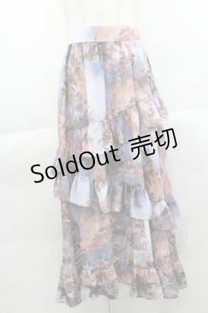 画像: axes femme NOSTALGIE / 天使柄フリルロングスカート M ブルー I-25-04-04-089-AX-SK-HD-ZI