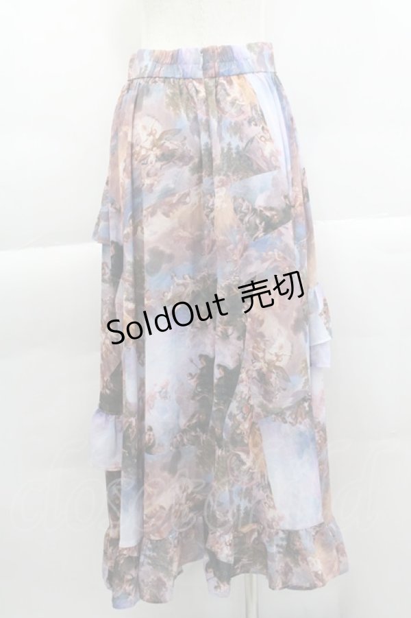 画像2: axes femme NOSTALGIE / 天使柄フリルロングスカート M ブルー I-25-04-04-089-AX-SK-HD-ZI (2)