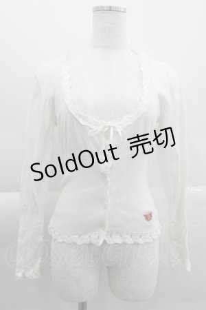 画像: BABY,THE STARS SHINE BRIGHT /  裾B刺繍ニットカーディガン  白 I-25-04-04-017-BA-TO-HD-ZI