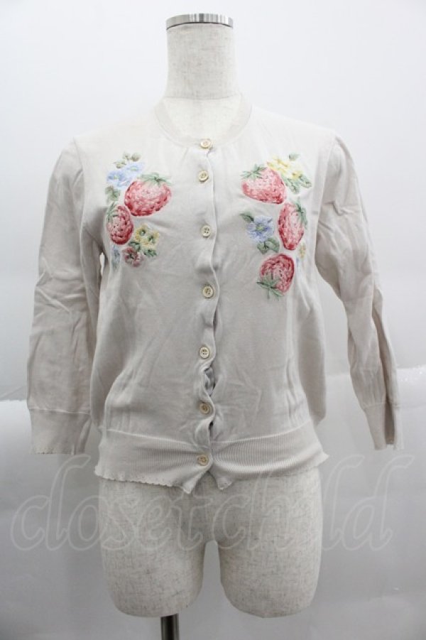 画像1: Jane Marple Dans Le Salon / Strawberry embroidery cardigan  アイボリー I-25-04-04-018-JM-TO-HD-ZI (1)